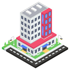 
Business center vector, office building icon in isometric style 
