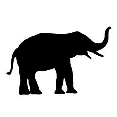 black image elephant Asia standing, graphics design vector outline Illustration isolated on white background