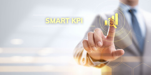 Smart KPI Performance analysis improvement business industrial technology concept.