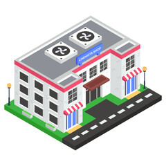 
A medicine store icon, isometric design of pharmacy or chemist's shop
