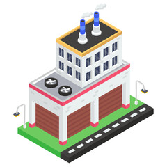 
Building with chimney depicting factory building icon in isometric style
