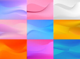 Set of soft wavy lines abstract backgrounds. Ideal for business card, banner, brochure & flyer cover design or website landing page.