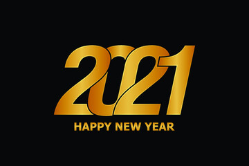 2021 happy new year on Black background, 2021 gold letter vector design.