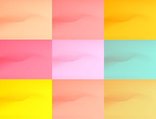 Set of soft wavy lines abstract backgrounds with vibrant pastel color tone. Ideal for business card, banner, brochure & flyer cover design or website landing page.