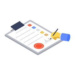 
An understanding between entities to follow a specific course of conduct, agreement in isometric style 
