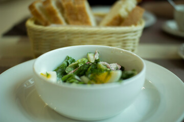 Fresh mixed salad with eggs, lettuce and other vegetables.