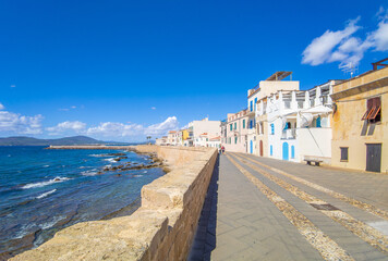 Alghero (Italy) - The marine and touristic city on the in Sardegna island, catalan colony with spanish culture and dialect. Here a view of historic center.