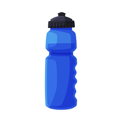 Blue Plastic Bottle, Fitness and Sports Equipment Vector Illustration on White Background