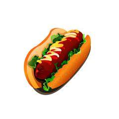 Hotdog With Vegetables Vector. Good For any business food