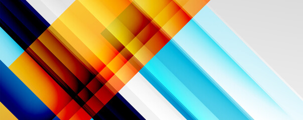 Geometric abstract backgrounds with shadow lines, modern forms, rectangles, squares and fluid gradients. Bright colorful stripes cool backdrops