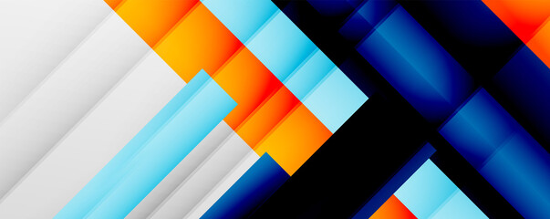 Obraz premium Geometric abstract backgrounds with shadow lines, modern forms, rectangles, squares and fluid gradients. Bright colorful stripes cool backdrops