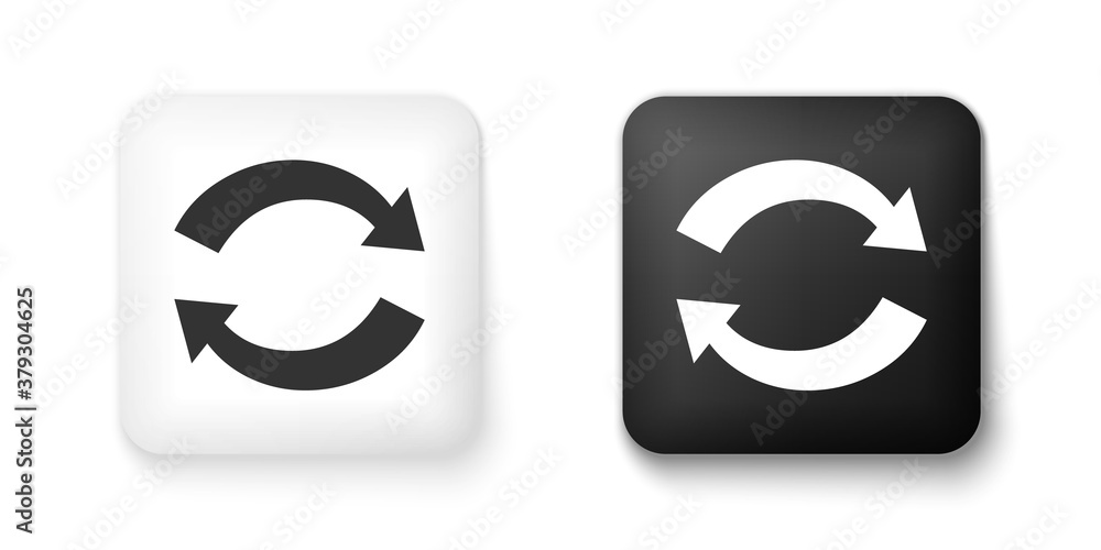 Poster black and white refresh icon isolated on white background. reload symbol. rotation arrows in a circl