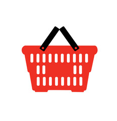 Red shopping basket isolated on the white background.