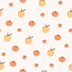 Vector hand drawn fruits background. Seamless pattern