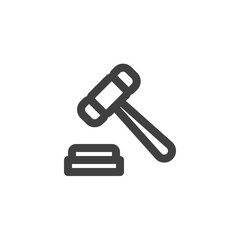 Auction hammer line icon. linear style sign for mobile concept and web design. Mallet, gavel outline vector icon. Symbol, logo illustration. Vector graphics