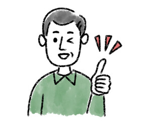 男性　ミドルエイジ　ok 水彩　手描き
