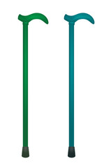 Green and blue walking sticks. vector illustration