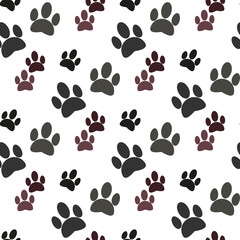 Dog paw print seamless pattern on white background