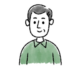 男性　ミドルエイジ　水彩　手描き
