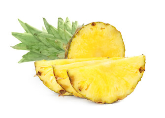 Slices of fresh pineapple isolated on white