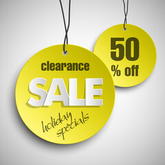 Biggest sale ever circle banner tag. Abstract round background. Advertising clearance sale 50% off poster. illustration. Holiday specials. Offer discount