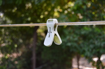 clothes peg on a clothesline