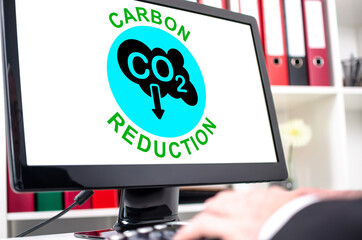 Carbon reduction concept on a computer screen