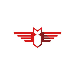 simple geometric rocket bomb logo with wings