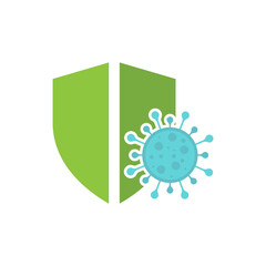 Shield protecting from coronavirus COVID-19 icon. vector illustration