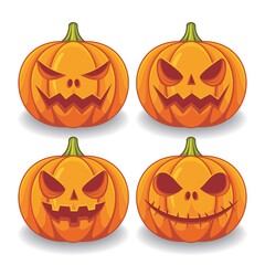 Halloween pumpkin illustration with scary face expression 