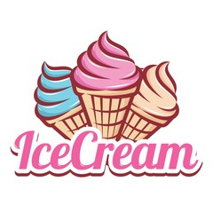 Ice cream logo design with illustration of ice cream cone