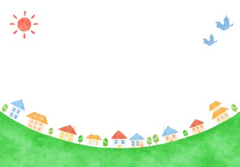 のどかな街並みのイラスト