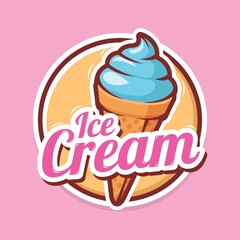Ice cream logo design with illustration of ice cream cone