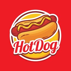 Hotdog logo design with illustration of hotdog