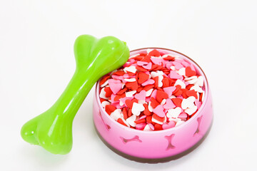 pet toy and heart shaped sweets