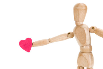 heart shape and wooded doll