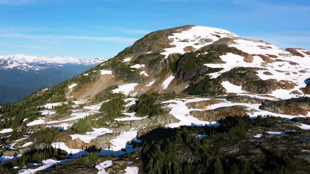 snow covered mountains on a summer morning