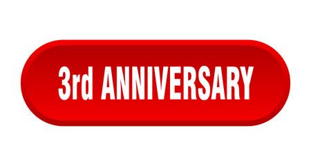 3rd anniversary button. rounded sign on white background
