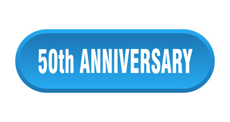 50th anniversary button. rounded sign on white background