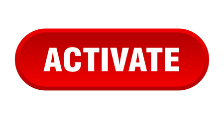 activate button. rounded sign on white background