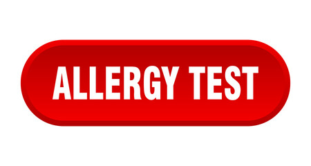allergy test button. rounded sign on white background