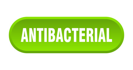 antibacterial button. rounded sign on white background