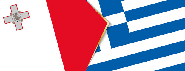 Malta and Greece flags, two vector flags.