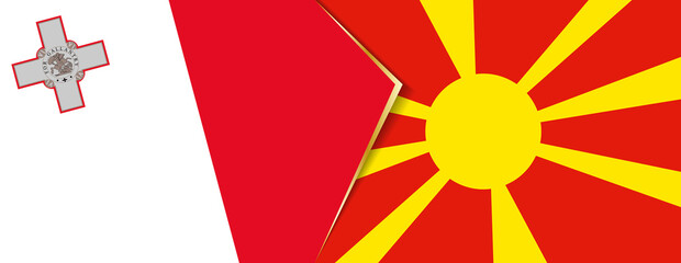 Malta and Macedonia flags, two vector flags.