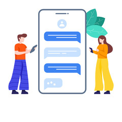 
An illustration design of mobile chatting in trendy vector 
