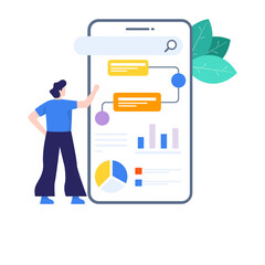
Mobile planning app illustration in editable style 
