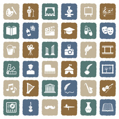 Culture Icons. Grunge Color Flat Design. Vector Illustration.