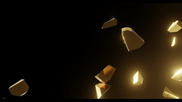 3d render. Gold, shiny numbers 2020, a symbol of the outgoing year. The numbers break down, scatter, into small fragments and come together again in the inscription 2021, the symbol of the New Year.