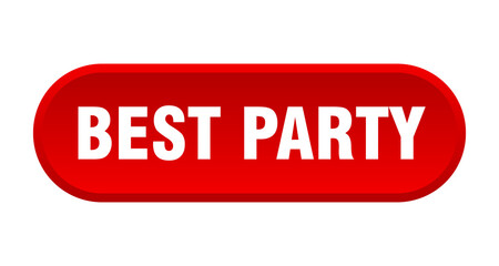 best party button. rounded sign on white background