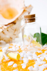 letter in bottle and gravel